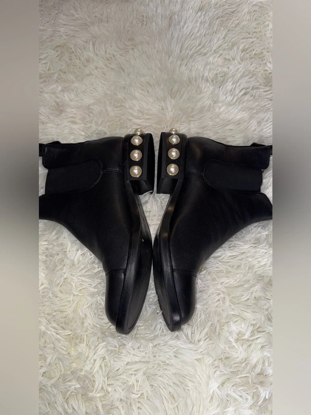 Black Leather Chelsea Boots for Women